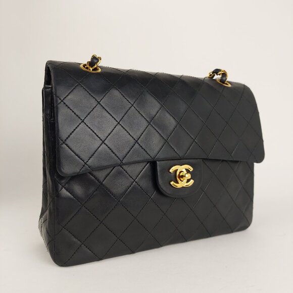 SOLD CHANEL 25 Black Double Flap Quilted Lambskin Leather Bag - Picture 5 of 16